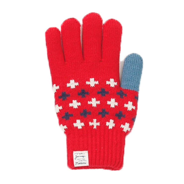 クロス柄レッド | 手袋 レディース 防寒 | REAL STYLE