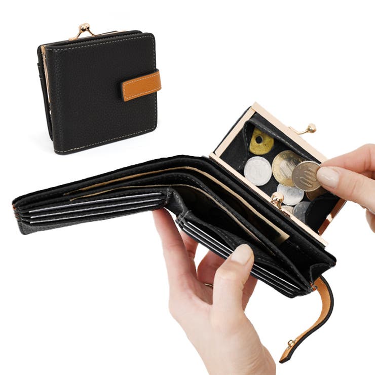 ブラック | がま口財布 二つ折り 小銭入れ | REAL STYLE