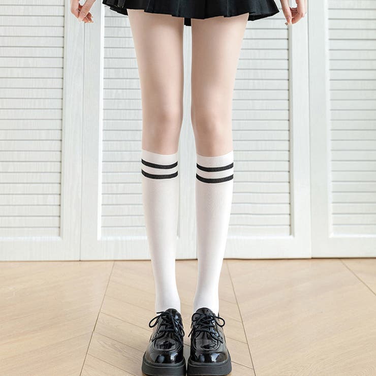 ハイソックス×ホワイト | ストッキング フェイク ニーハイ | REAL STYLE