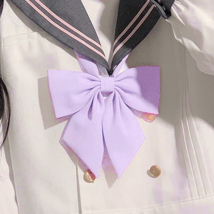 【新品　紐型】艶あり　紫色　パープル　リボンタイ　スクールリボン　制服リボン