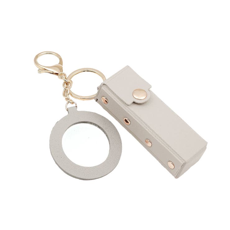 リップケース ミラー付き フェイクレザー[品番：JOKW0015299