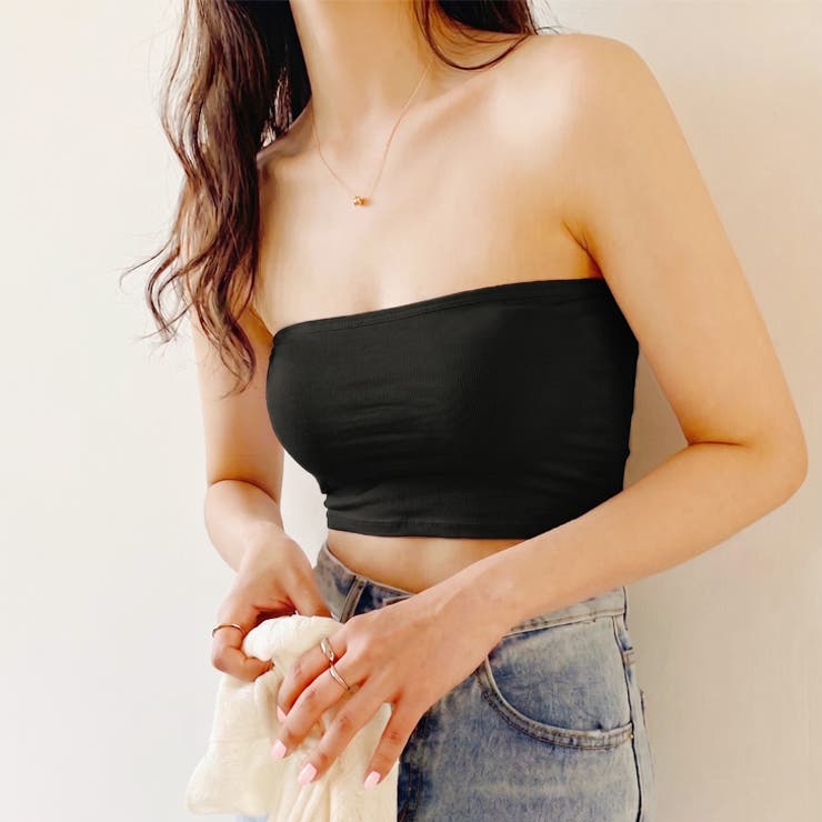 ブラック | チューブトップ カップなし 黒 | REAL STYLE