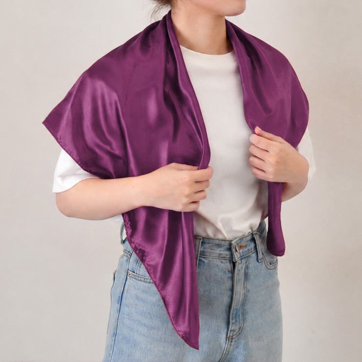 ダークパープル | スカーフ 大判 90×90 | REAL STYLE