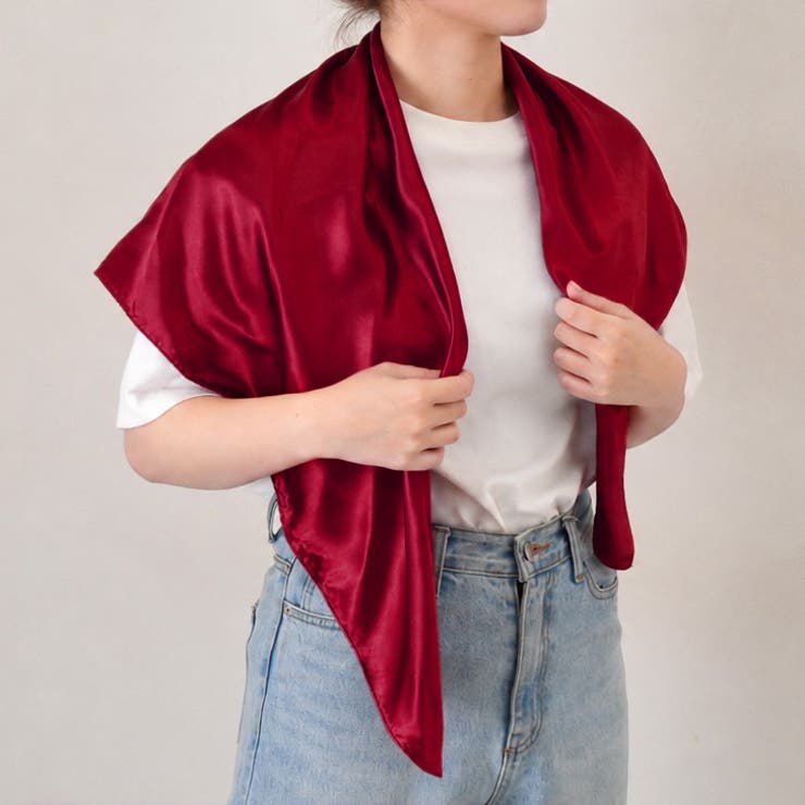 ワインレッド | スカーフ 大判 90×90 | REAL STYLE