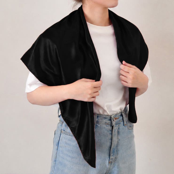 ブラック | スカーフ 大判 90×90 | REAL STYLE