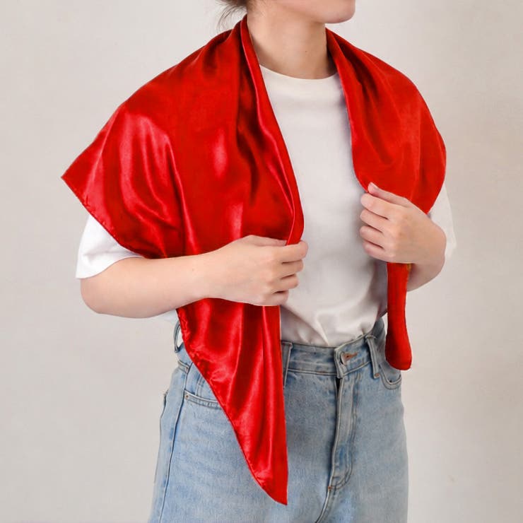 レッド | スカーフ 大判 90×90 | REAL STYLE