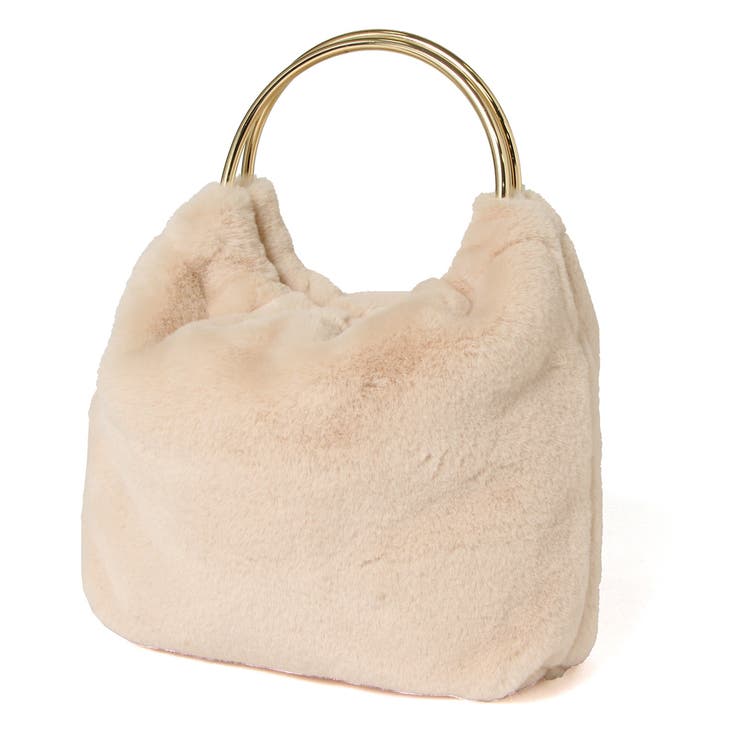 Diffusione Tessile「BUNNY」フェイクファー ハンドバッグ フェイクファー リングハンドル バッグ[品番:JOKW0006434