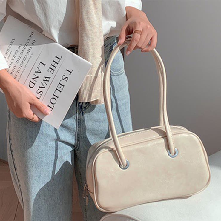 アイボリー | ミニボストンバッグ 横長バッグ ハンドバッグ | REAL STYLE