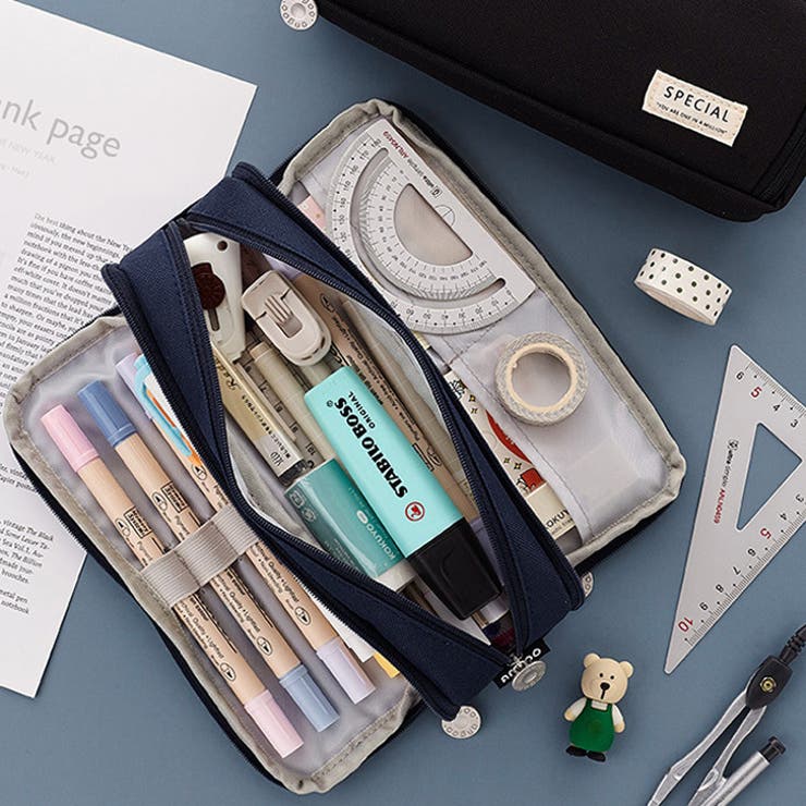 ネイビー | ペンケース 筆箱 大容量 | REAL STYLE
