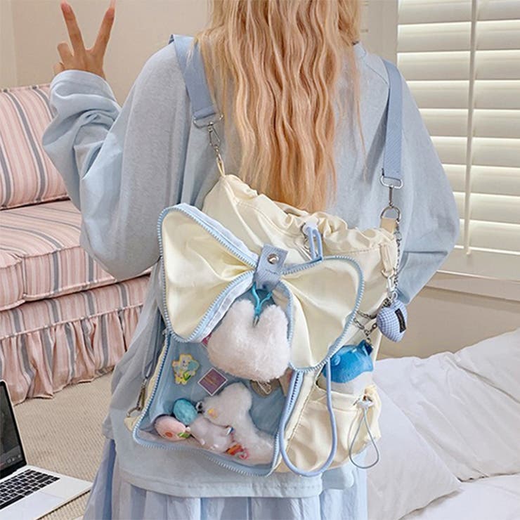 アイボリー×ライトブルー | 痛バッグ ショルダー ぬいぐるみ | REAL STYLE