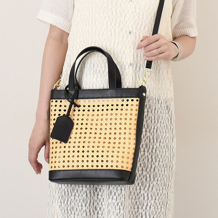 ブラック | かごバッグ ショルダーバッグ 2way | REAL STYLE