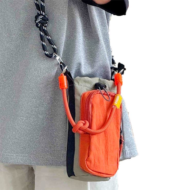 グレージュ×オレンジ | ミニショルダーバッグ レディース メンズ | REAL STYLE