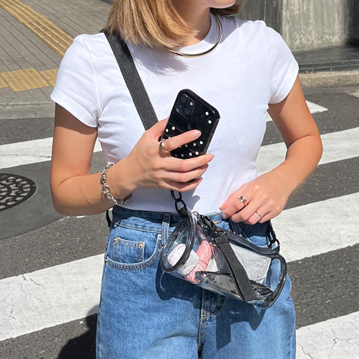 クリア×ブラック | クリアバッグ レディース ショルダーバッグ | REAL STYLE
