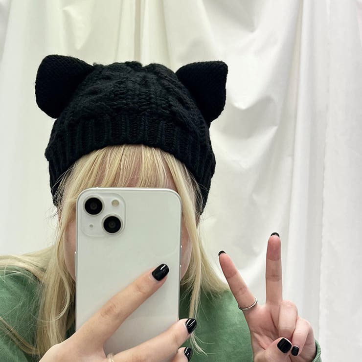 猫耳ニット帽 レディース ニット帽[品番：JOKW0012899]｜REAL