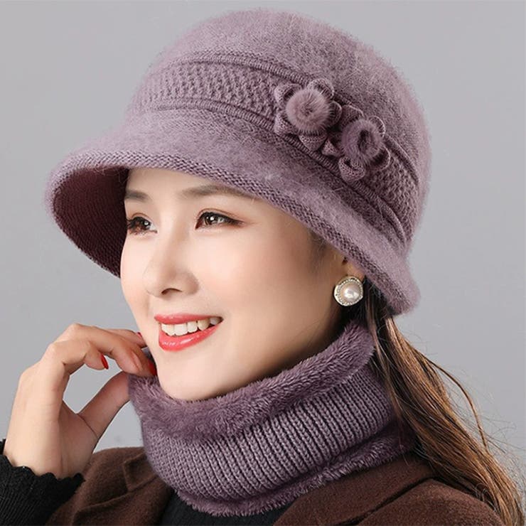 ラベンダー | ニット帽 ネックウォーマー レディース | REAL STYLE