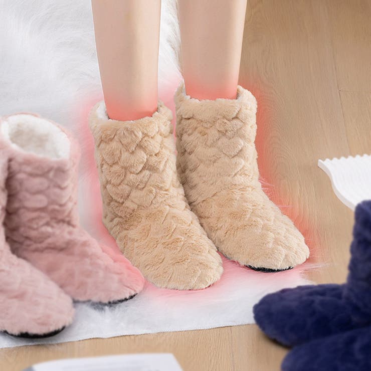 ベージュ | ルームシューズ かかと付き 冬 | REAL STYLE