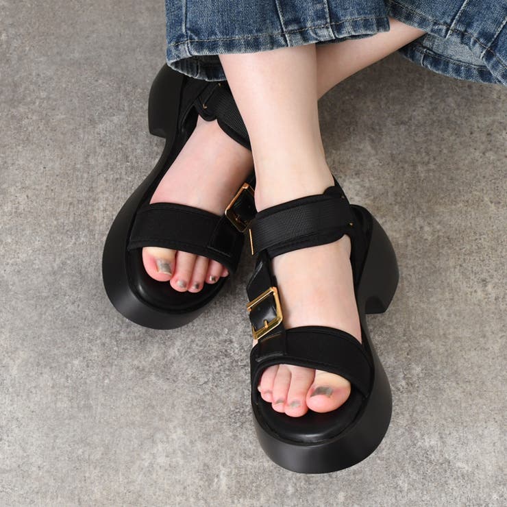 ブラック | サンダル レディース 厚底 | REAL STYLE