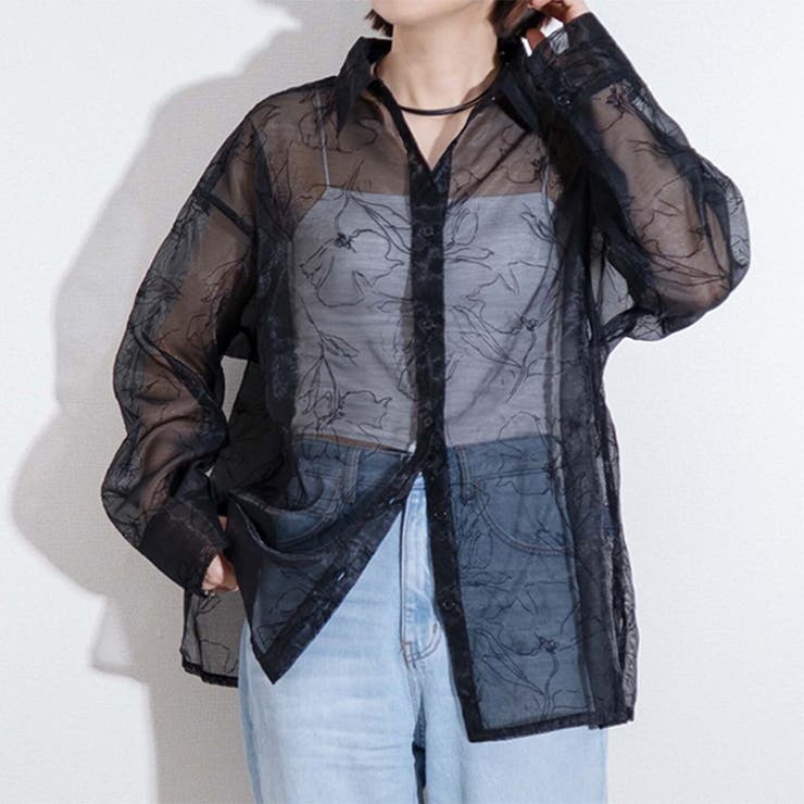 ブラック | シアーシャツ レディース 長袖 | REAL STYLE