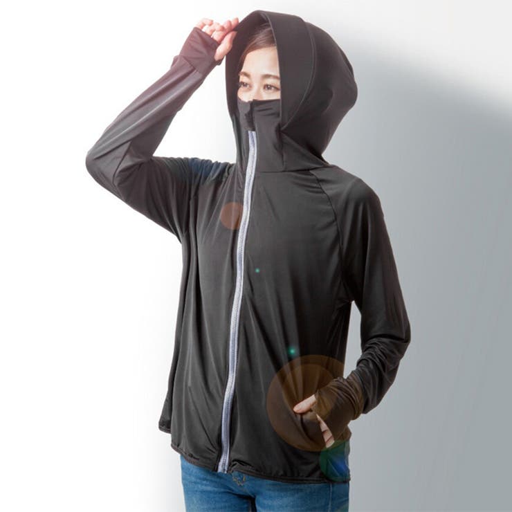 ブラック | UVカットパーカー レディース 接触冷感 | REAL STYLE