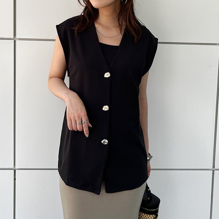ブラック | ベスト ジレ ノーカラー | REAL STYLE