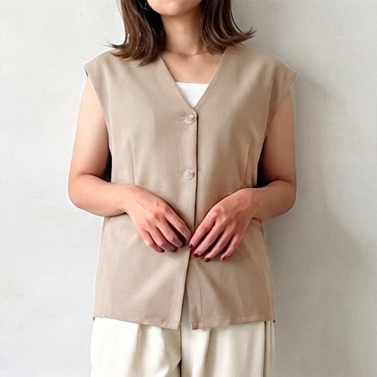 べージュ | ベスト ジレ ノーカラー | REAL STYLE