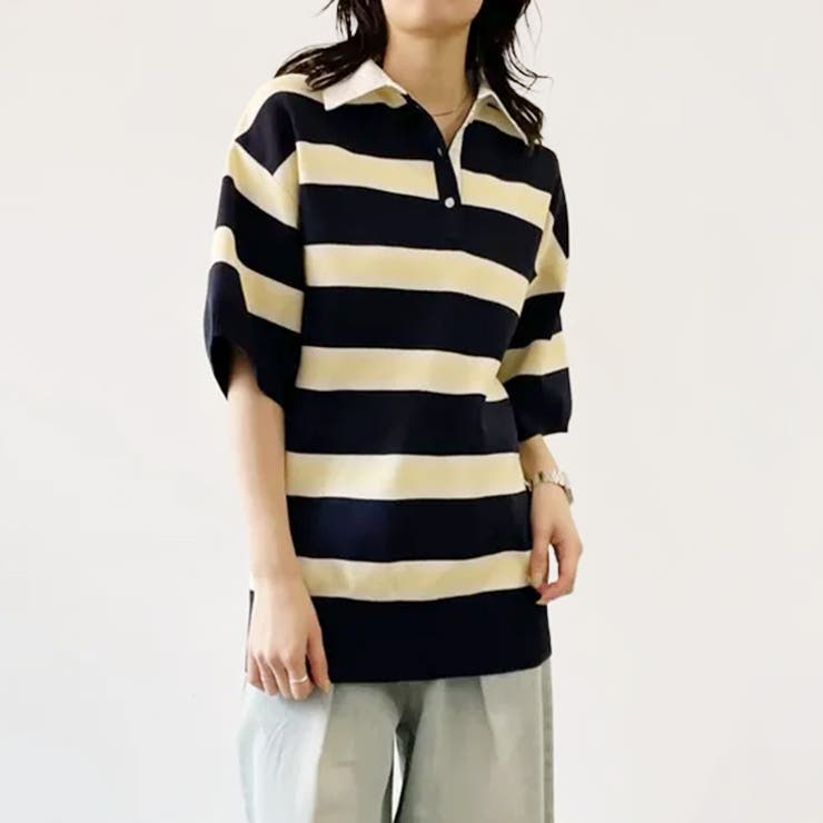 ネイビーボーダー | ニット セーター ポロシャツ | REAL STYLE