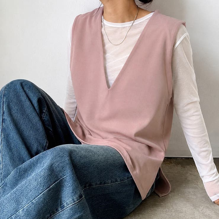 ピンク | ベスト ノーカラー レディース | REAL STYLE