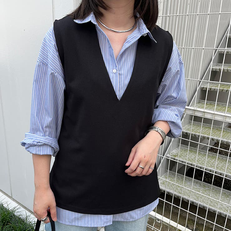 ブラック | ベスト ノーカラー レディース | REAL STYLE
