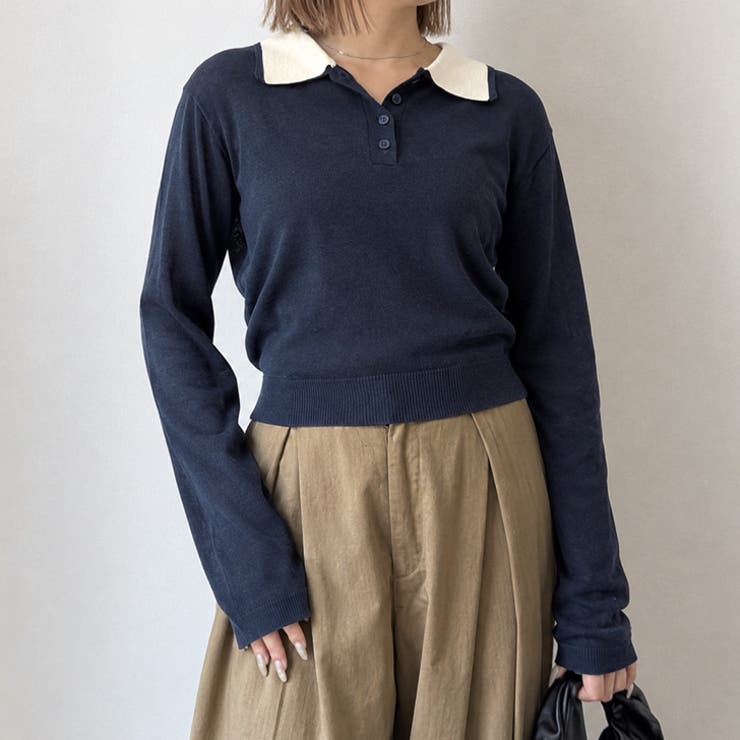 ネイビー | ポロシャツ ニット ポロニット | REAL STYLE