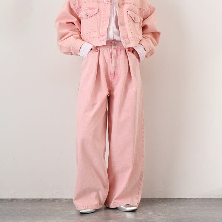 ピンク(2) | デニムパンツ レディース ワイド | REAL STYLE