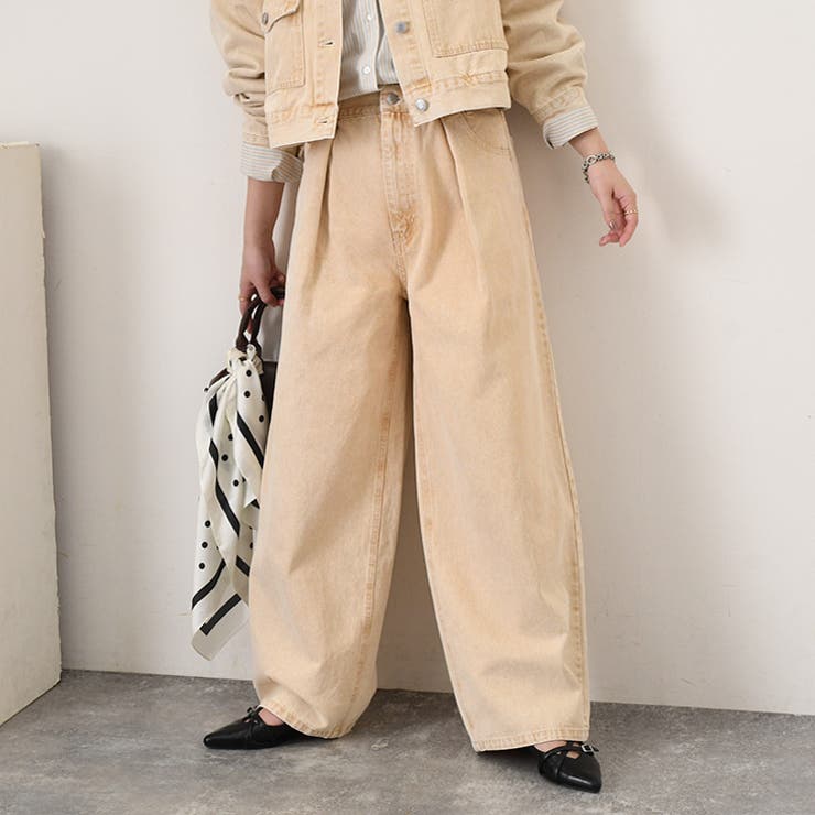 イエロー(1) | デニムパンツ レディース ワイド | REAL STYLE