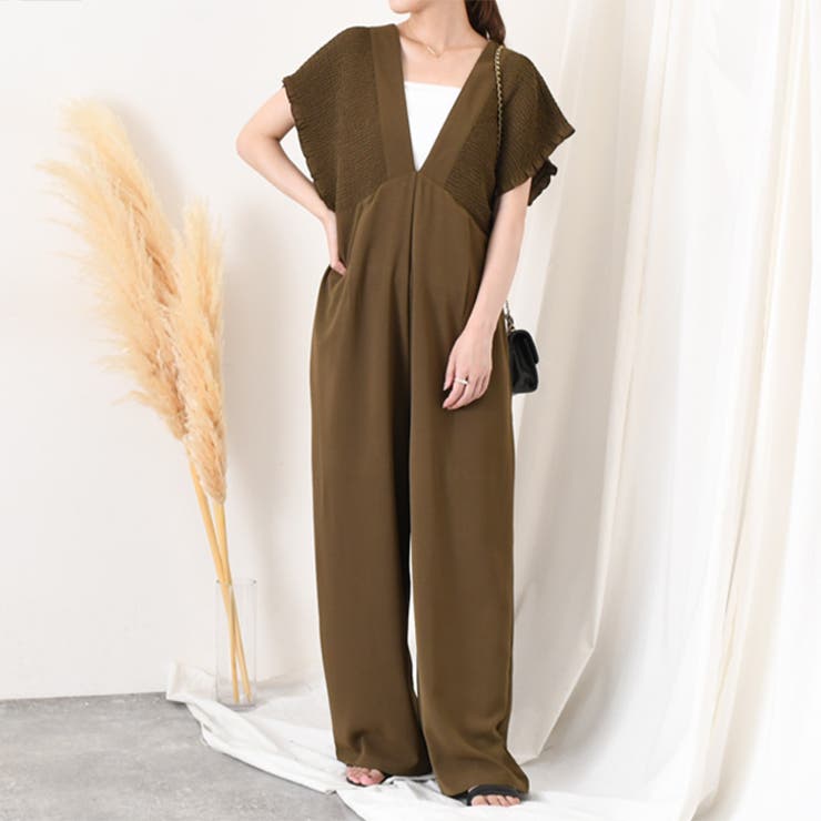 ブラウン(40) | サロペット レディース パンツ | REAL STYLE