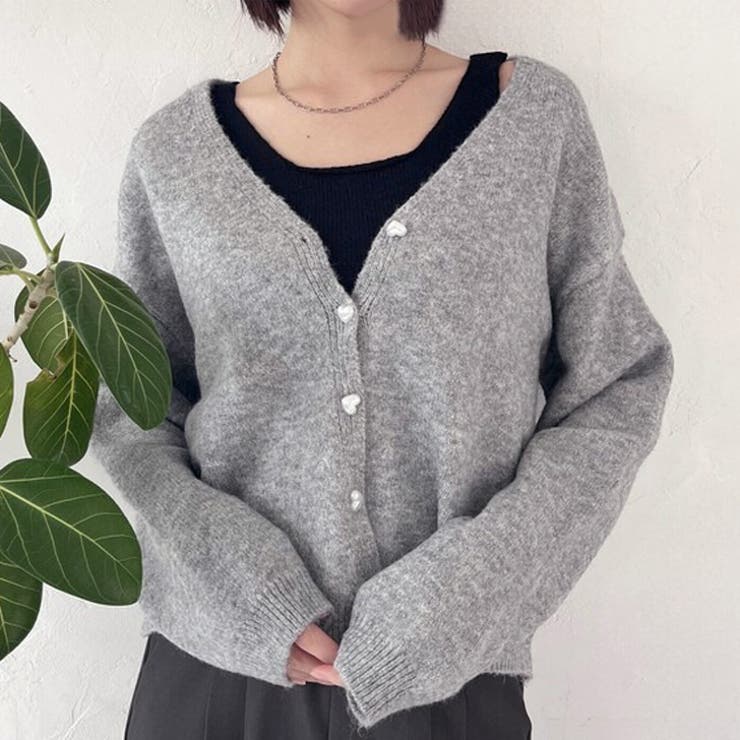 グレー×ブラック(03) | カーディガン タンクトップ 2点セット | REAL STYLE