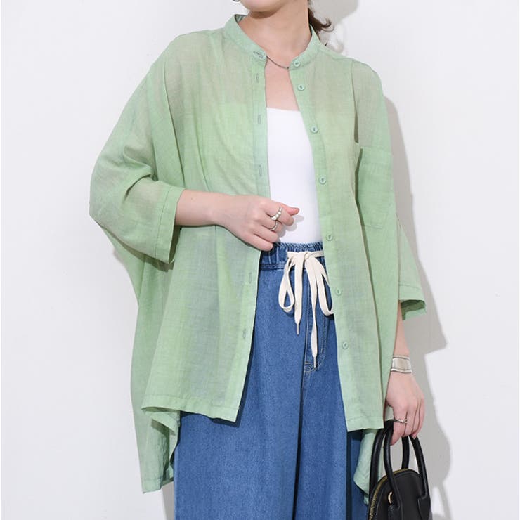 グリーン | シアーシャツ レディース 長袖 | REAL STYLE