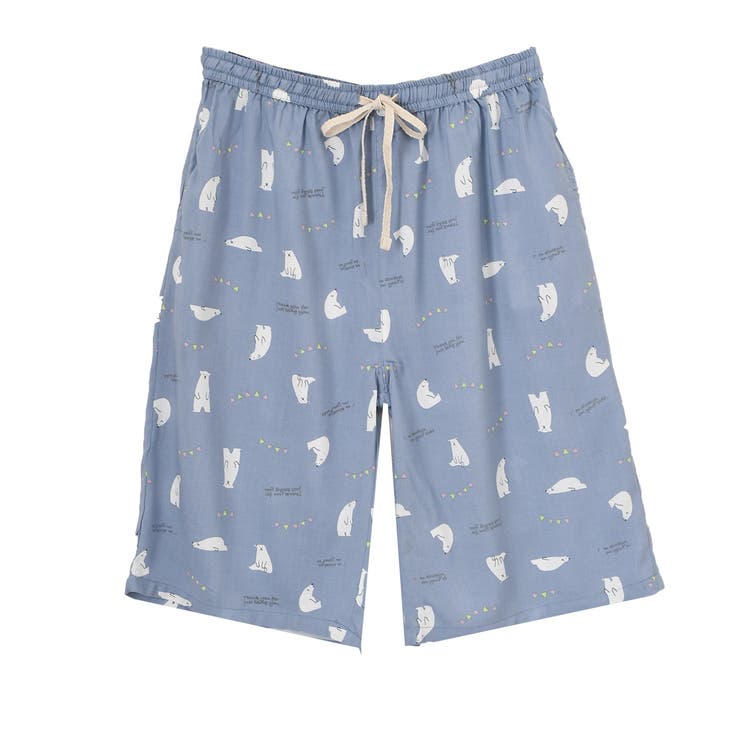 しろくま×ブルー | ルームパンツ ハーフパンツ レディース | REAL STYLE