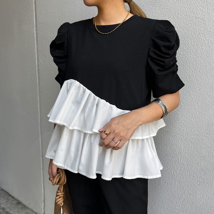ブラック×オフホワイト(85) | Tシャツ レディース 半袖 | REAL STYLE