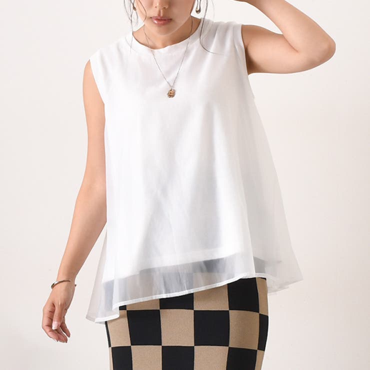 オーガンジー トップス タンクトップ[品番：JOKW0014484]｜REAL STYLE