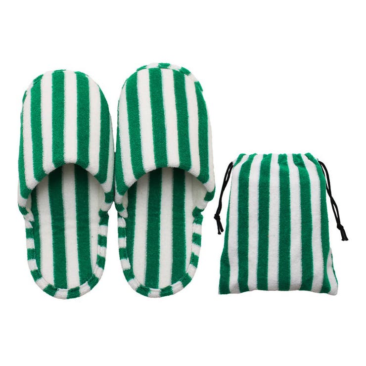 グリーン×ホワイト | 携帯スリッパ レディース 折りたたみ | REAL STYLE