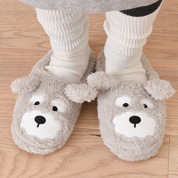 シュナウザーライトグレー | スリッパ 室内 冬 | REAL STYLE