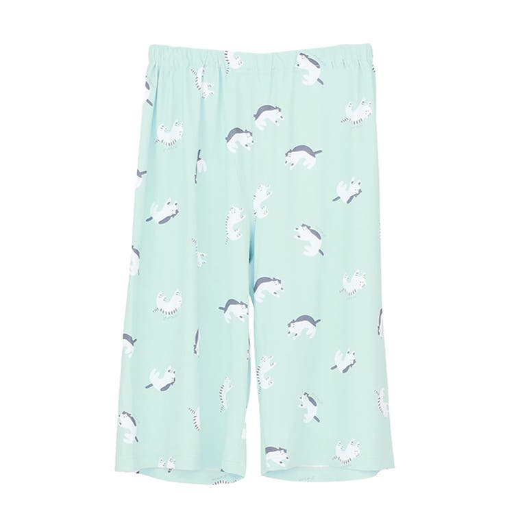 ネコ柄(ミントグリーン) | ルームパンツ レディース 夏 | REAL STYLE