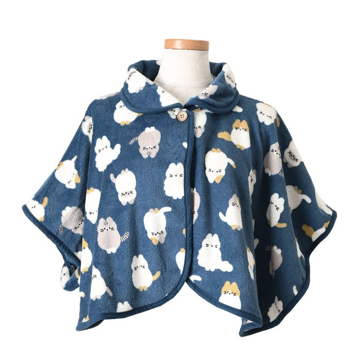 ネコダークブルー | 肩当て あったか ルームウェア | REAL STYLE