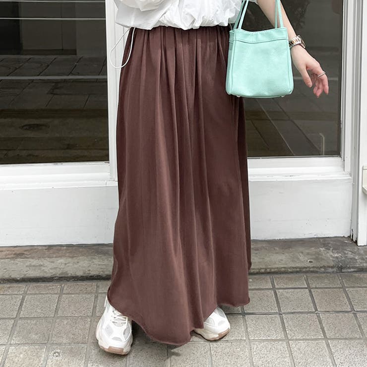 カラーマキシ丈フレアロングスカート レディース ボトムス[品番