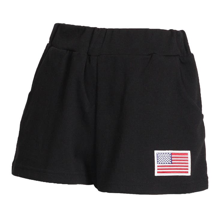 ベーシック裾アメリカワッペン付きショートパンツ レディース