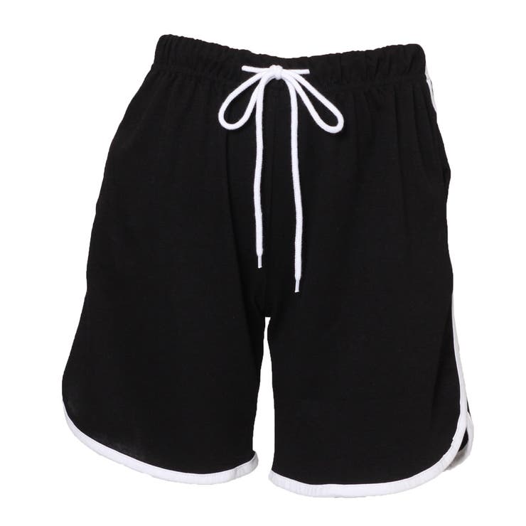 黒 ハーフパンツ ウエストゴム ポケット付き 黒のハーフパンツ、青いポケット付き - メルカリ