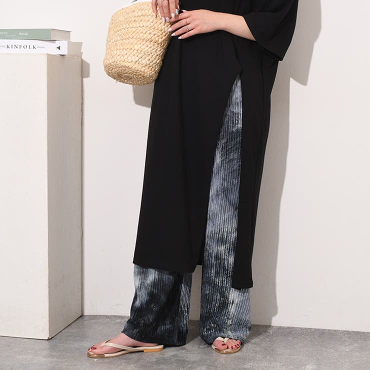 ブラック | ワイドパンツ レディース タイダイ柄 | REAL STYLE