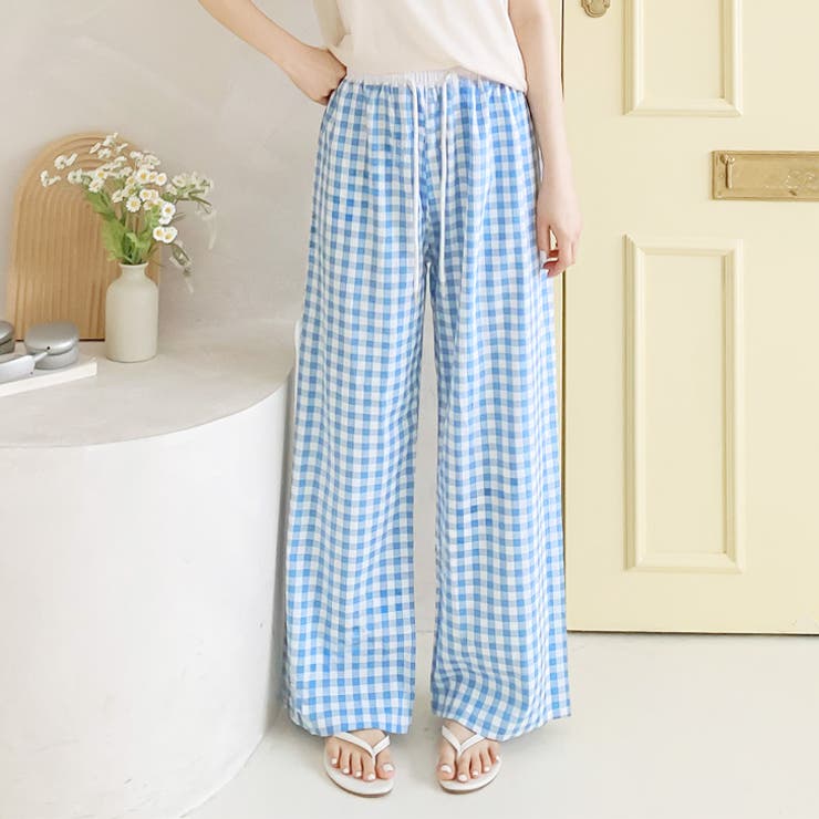 ライトブルー | ワイドパンツ レディース 丈長め | REAL STYLE