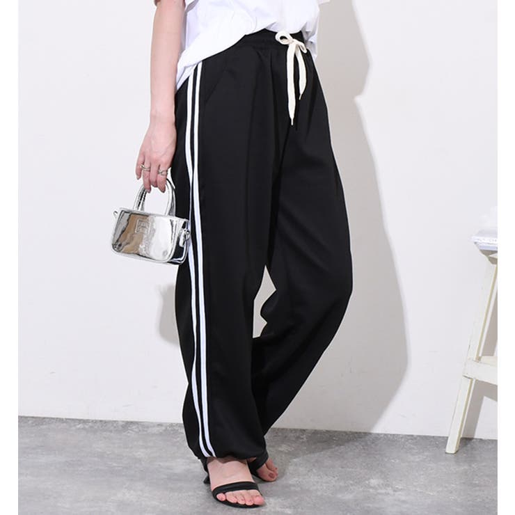 ブラック | スウェットパンツ レディース ワイドパンツ | REAL STYLE