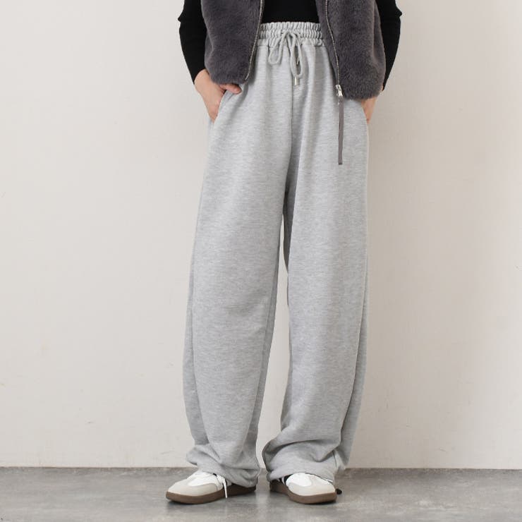 グレー | スウェットパンツ レディース ワイドパンツ | REAL STYLE