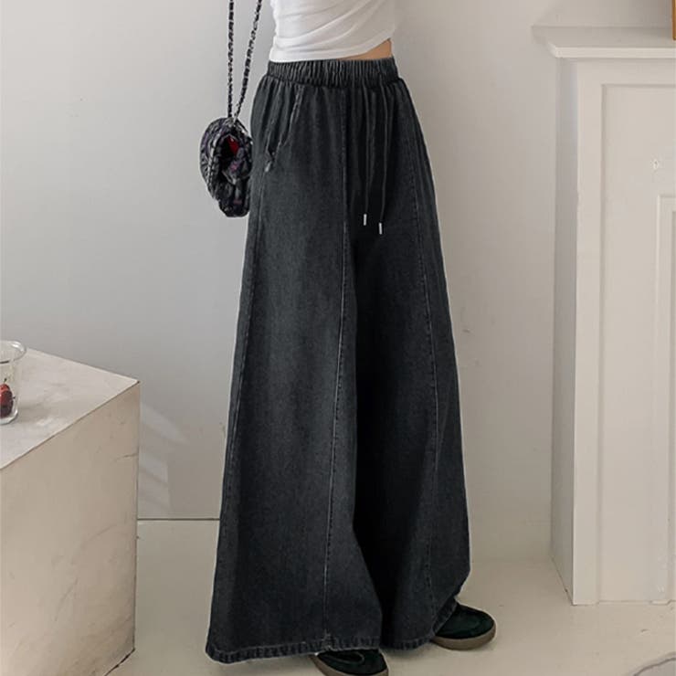 ブラック | デニムパンツ レディース ワイド | REAL STYLE