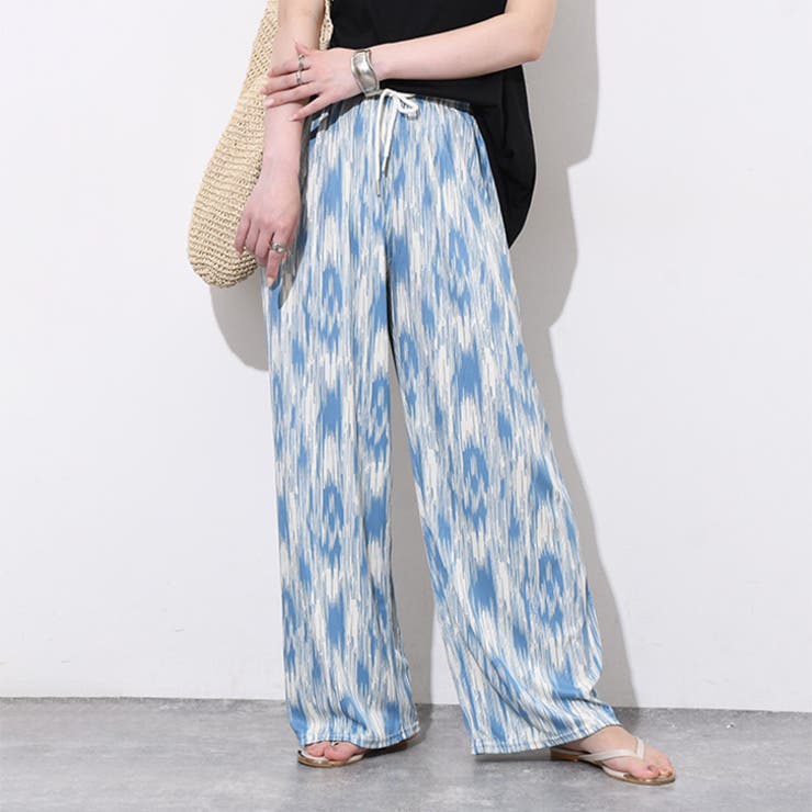 ライトブルー | ワイドパンツ レディース 夏 | REAL STYLE